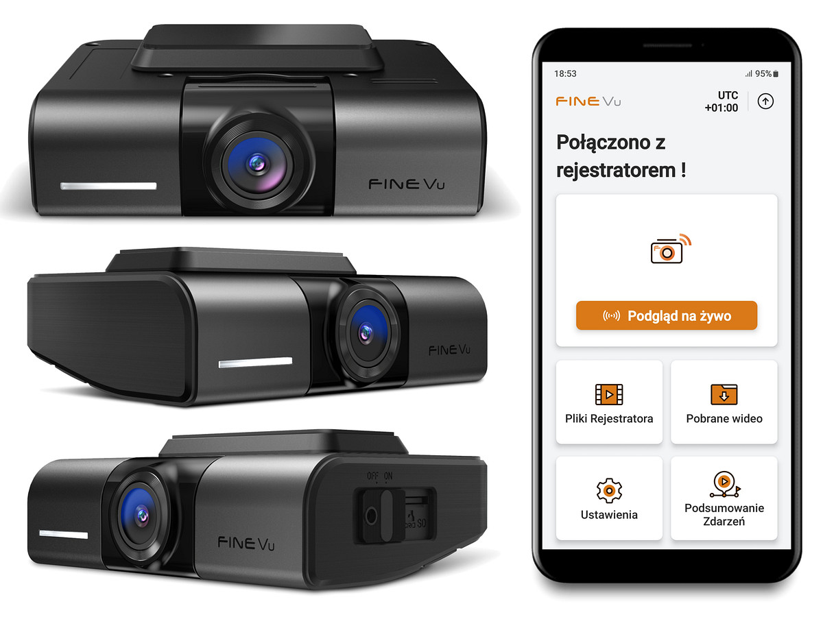 Rejestrator jazdy FineVu GX1000 QHD + QHD Premium, sztuczna inteligencja Ai bardzo niski pobór prądu, fotoradary, język polski-zdj2